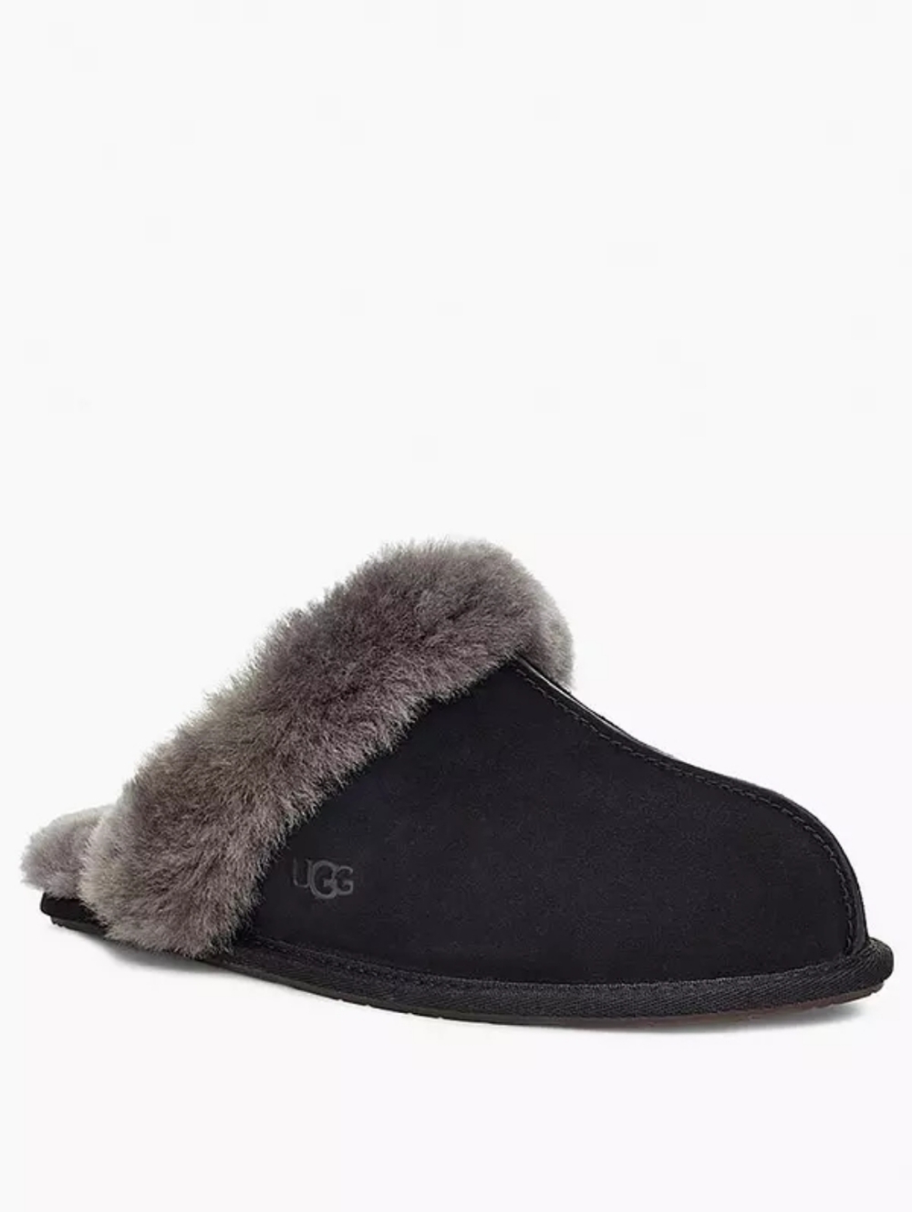 UGG Unisex Scuffette II Black/Grey Suede Upper Sheepskin Slippers Shoes US L9 M7